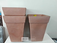 3 x bloempot vierkant 40x40 cm h 55 cm