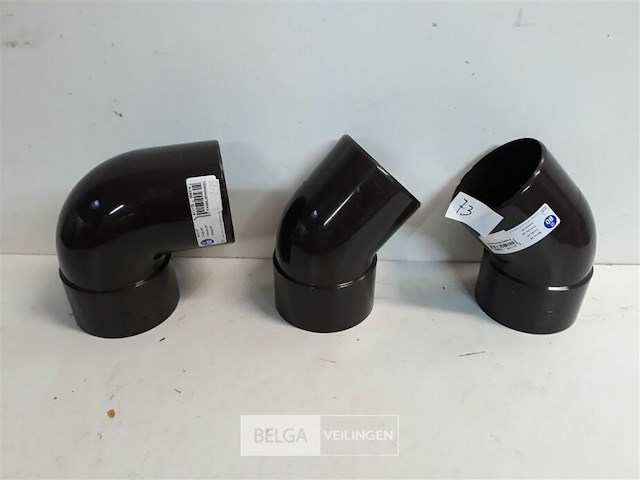 3 x bocht 80 mm bruin pvc regenafvoer - afbeelding 2 van  3