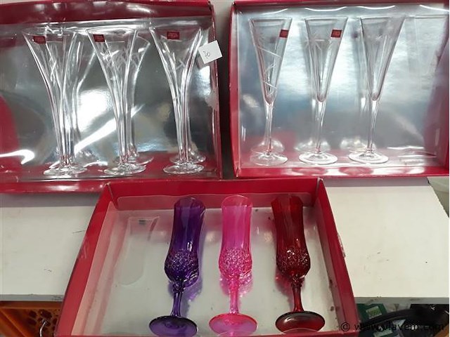 3 x champagne glas 3 stuks cristal d'arques paris - afbeelding 1 van  2