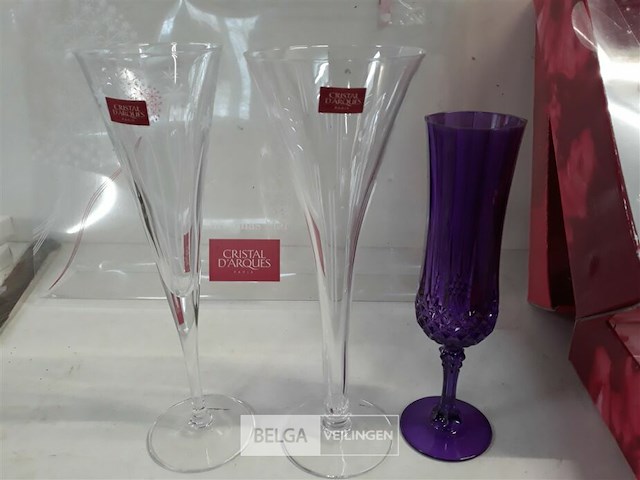 3 x champagne glas 3 stuks cristal d'arques paris - afbeelding 3 van  3