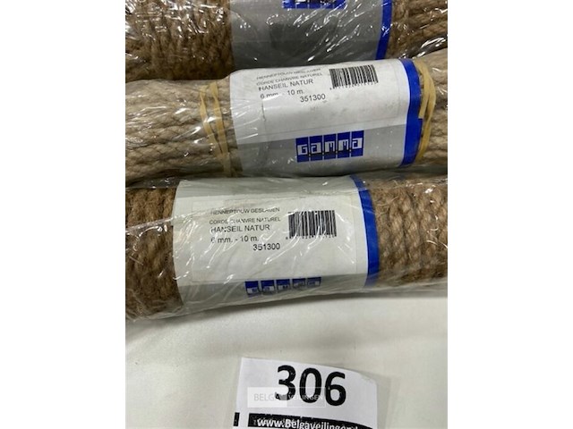 3 x geslagen heneptouw 6mm 10 meter - afbeelding 3 van  3