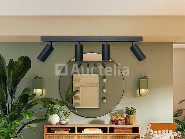 3 x gu10 opbouwspot armatuur – 4 draaibare spots – ip20 – zwart - afbeelding 3 van  5