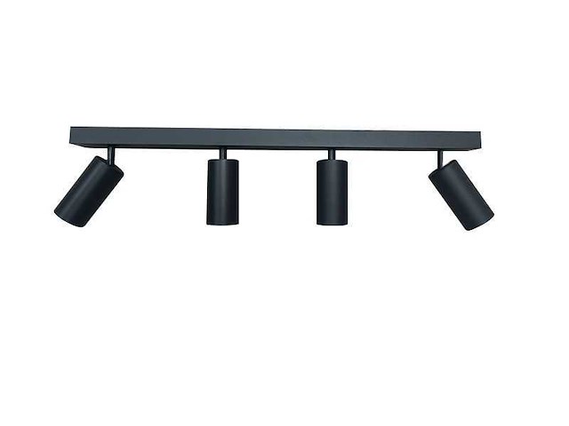 3 x gu10 opbouwspot armatuur – 4 draaibare spots – ip20 – zwart - afbeelding 2 van  5