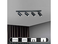 3 x gu10 opbouwspot armatuur – 4 draaibare spots – ip20 – zwart - afbeelding 4 van  5