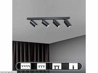 3 x gu10 opbouwspot armatuur – 4 draaibare spots – ip20 – zwart - afbeelding 5 van  6