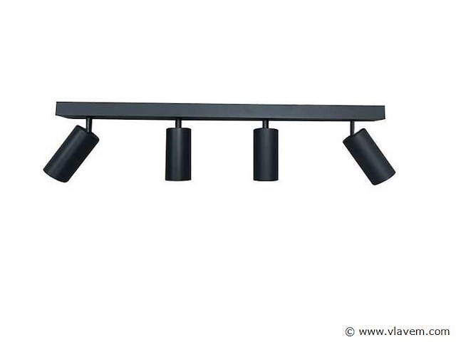 3 x gu10 opbouwspot armatuur – 4 draaibare spots – ip20 – zwart - afbeelding 2 van  5