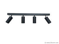 3 x gu10 opbouwspot armatuur – 4 draaibare spots – ip20 – zwart - afbeelding 2 van  5