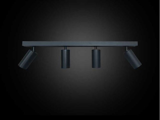 3 x gu10 opbouwspot armatuur – 4 draaibare spots – ip20 – zwart - afbeelding 3 van  5