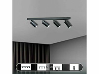 3 x gu10 opbouwspot armatuur – 4 draaibare spots – ip20 – zwart - afbeelding 5 van  6