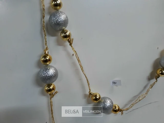 3 x guirlande zilver/gouden ballen pvc 2,7m - afbeelding 3 van  3