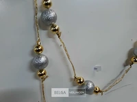 3 x guirlande zilver/gouden ballen pvc 2,7m - afbeelding 3 van  3