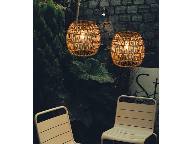3 x hanglamp van rotan met batterij - afbeelding 4 van  4