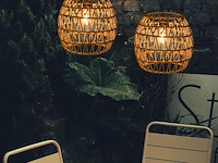 3 x hanglamp van rotan met batterij - afbeelding 4 van  4