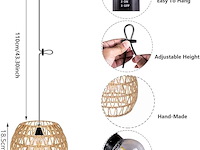 3 x hanglamp van rotan tuinlamp werkt met batterij - afbeelding 2 van  4