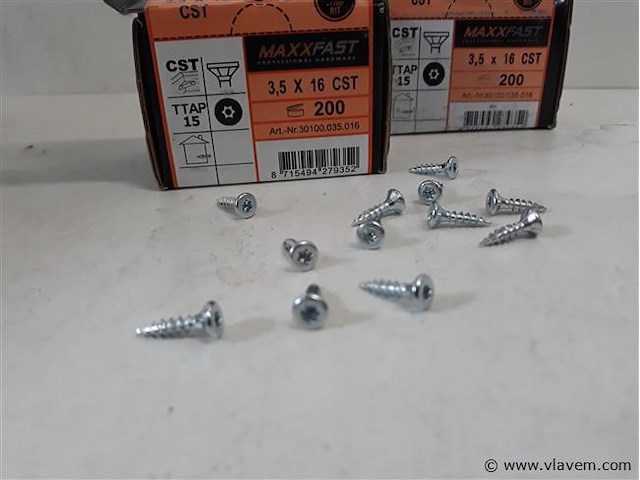 3 x houtschroeven wit verzinkt 3,5x16mm 200 stuks - afbeelding 2 van  2