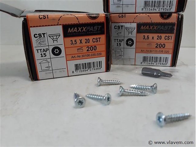 3 x houtschroeven wit verzinkt 3,5x20mm 200 stuks - afbeelding 2 van  2