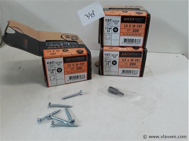 3 x houtschroeven wit verzinkt 3,5x30mm 200 stuks - afbeelding 1 van  2