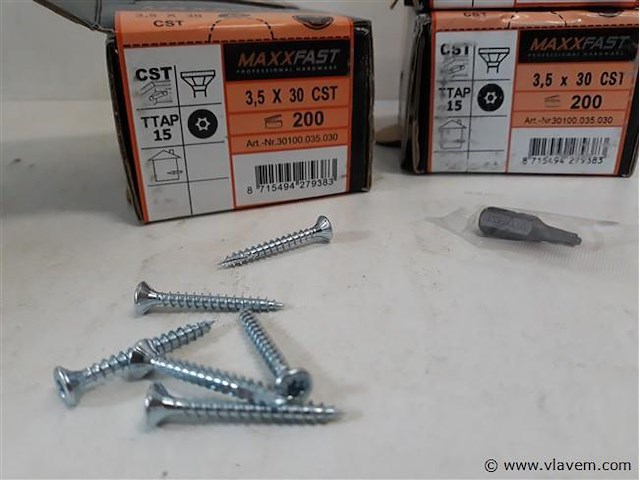 3 x houtschroeven wit verzinkt 3,5x30mm 200 stuks - afbeelding 2 van  2