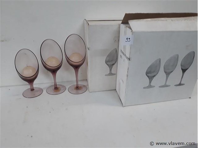 3 x kaarsenhouder glas 3 stuks - afbeelding 1 van  2