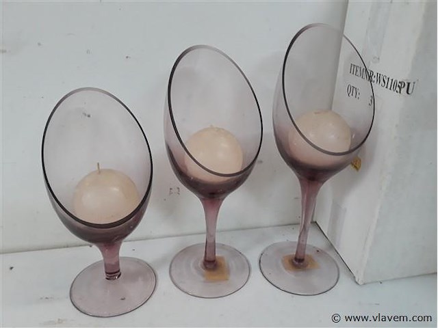 3 x kaarsenhouder glas 3 stuks - afbeelding 2 van  2