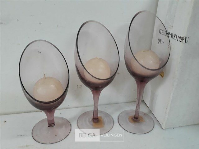3 x kaarsenhouder glas 3 stuks - afbeelding 3 van  3