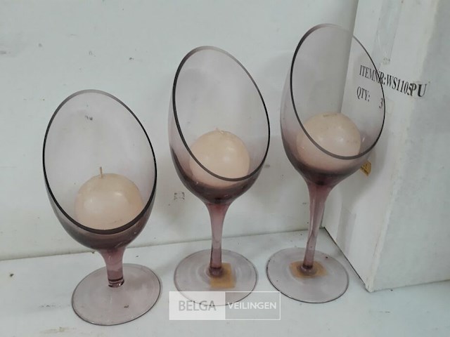 3 x kaarsenhouder glas 3 stuks - afbeelding 3 van  3