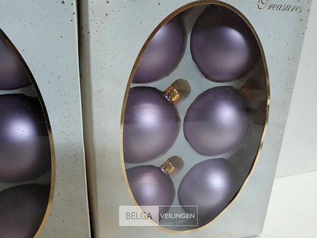 3 x kerstballen glas 6 stuks 6 cm paars mat - afbeelding 3 van  3