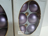 3 x kerstballen glas 6 stuks 6 cm paars mat - afbeelding 3 van  3