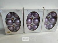 3 x kerstballen glas 6 stuks 6 cm paars mat - afbeelding 2 van  3