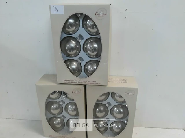 3 x kerstballen glas 6 stuks zilver - afbeelding 2 van  3