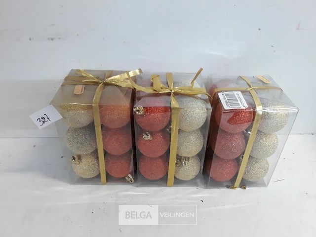 3 x kerstballen pvc 12 stuks 4,5 cm goud/oranje - afbeelding 1 van  3