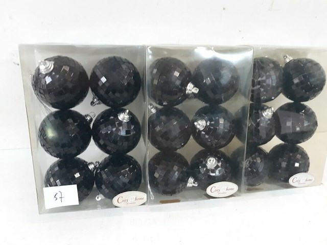 3 x kerstballen pvc 6 stuks zwart - afbeelding 1 van  3