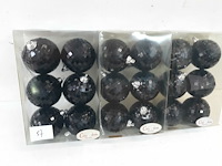 3 x kerstballen pvc 6 stuks zwart - afbeelding 1 van  3