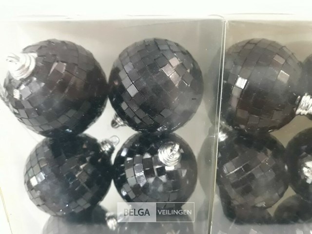 3 x kerstballen pvc 6 stuks zwart - afbeelding 3 van  3