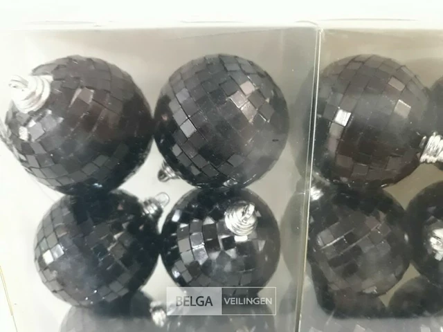 3 x kerstballen pvc 6 stuks zwart - afbeelding 3 van  3