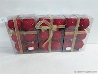 3 x kerstballen sisal rood 7 cm 6 stuks - afbeelding 1 van  2