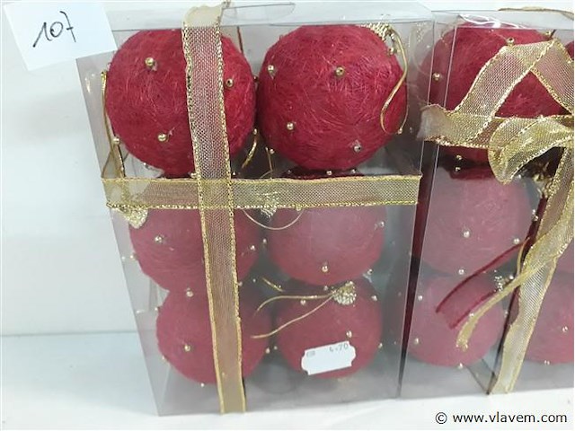3 x kerstballen sisal rood 7 cm 6 stuks - afbeelding 2 van  2