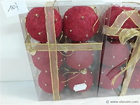 3 x kerstballen sisal rood 7 cm 6 stuks - afbeelding 2 van  2