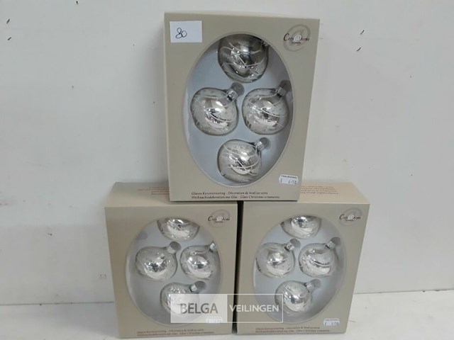 3 x kerstballen tol glas 4 stuks zilver - afbeelding 2 van  3