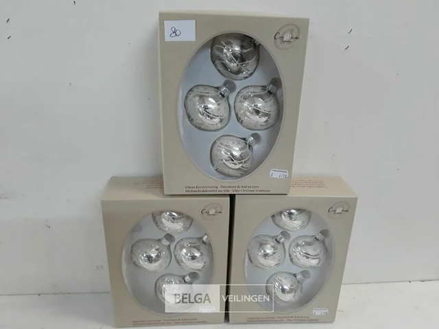 3 x kerstballen tol glas 4 stuks zilver - afbeelding 2 van  3