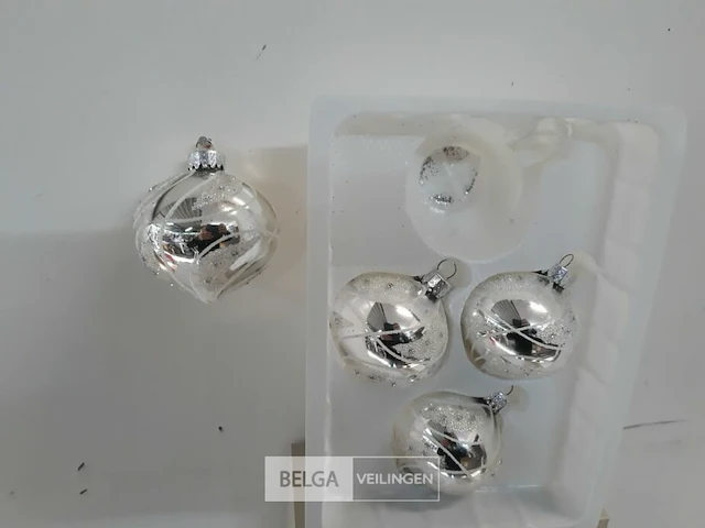 3 x kerstballen tol glas 4 stuks zilver - afbeelding 3 van  3