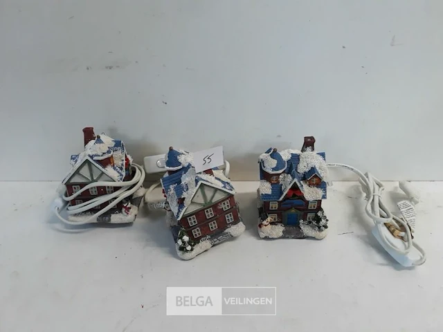 3 x kersthuisje met verlichting - afbeelding 1 van  3