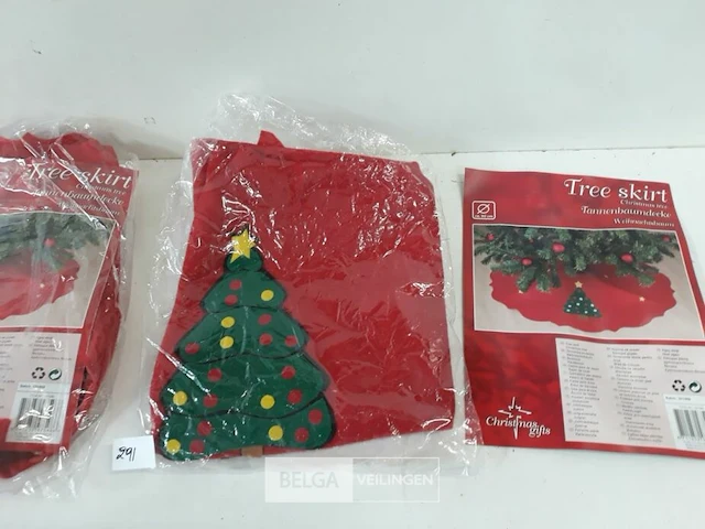 3 x kleed voor voet kerstboom rood - afbeelding 1 van  3