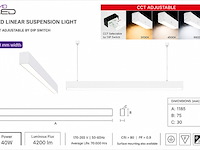 3 x led lineaire hanglamp 40w – 3cct instelbaar - wit – innova3-40 3cct - afbeelding 2 van  5