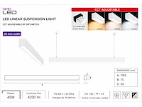 3 x led lineaire hanglamp 40w – 3cct instelbaar - wit – innova3-40 3cct - afbeelding 4 van  5