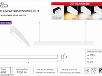 3 x led lineaire hanglamp 40w – 3cct instelbaar - wit – innova3-40 3cct - afbeelding 5 van  6