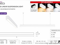 3 x led lineaire hanglamp 40w – 3cct instelbaar - wit – innova3-40 3cct - afbeelding 4 van  5