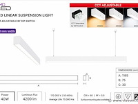 3 x led lineaire hanglamp 40w – 3cct instelbaar - wit – innova3-40 3cct - afbeelding 4 van  5