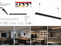 3 x led lineaire hanglamp 40w – 3cct instelbaar - zwart – innova3-40 3cct - afbeelding 2 van  5
