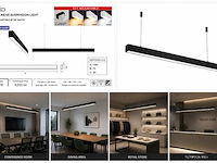 3 x led lineaire hanglamp 40w – 3cct instelbaar - zwart – innova3-40 3cct - afbeelding 5 van  5